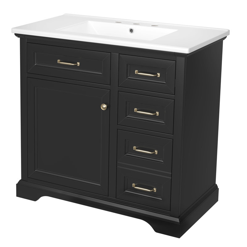 Reenata 36" Bathroom Vanity With Sink Combo, Matte Black