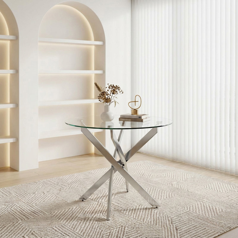 Table de salle à manger ronde (sans la chaise), Clair / Chrome