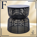 Finch Wyred Hourglass Side Table, Storage or Nightstand, With Removable Lid, Modern Boho Style