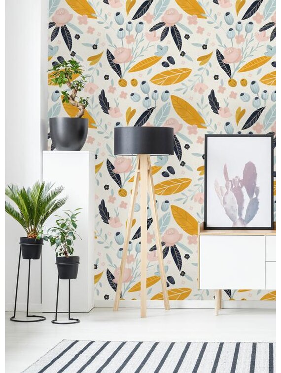 Wrought Studio Yeates Peel & Stick Floral Roll & Reviews | Wayfair