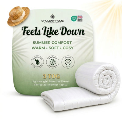 Opulent Home Premium Anti-Allergy Duvet Quilt 3 TOG - Lightweight Stripe Summer Comforter - Available Single /Double/King/Super King