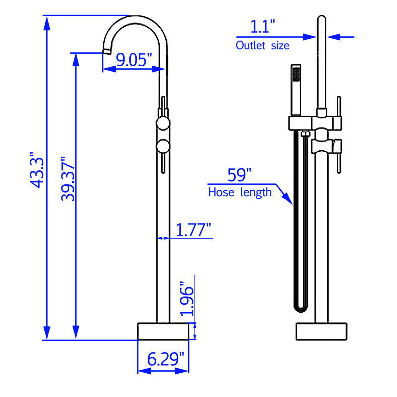 Matte Black Brass Freestanding Tub Filler with Handheld Shower
