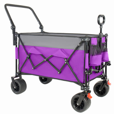 Folding Utility Wagon With Removable Awning Canopy, 480Lbs Capacity Heavy Duty Outdoor Cart