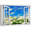 Fenêtre de paysage «Window View Daisy Flower Floral Botanical Sky Field Nature Images Scenic Landscape» sur-98448314