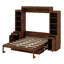 Lit escamotable avec bureau encastré et rangement, lit escamotable en bois peu encombrant avec armoires et tiroirs-129109356