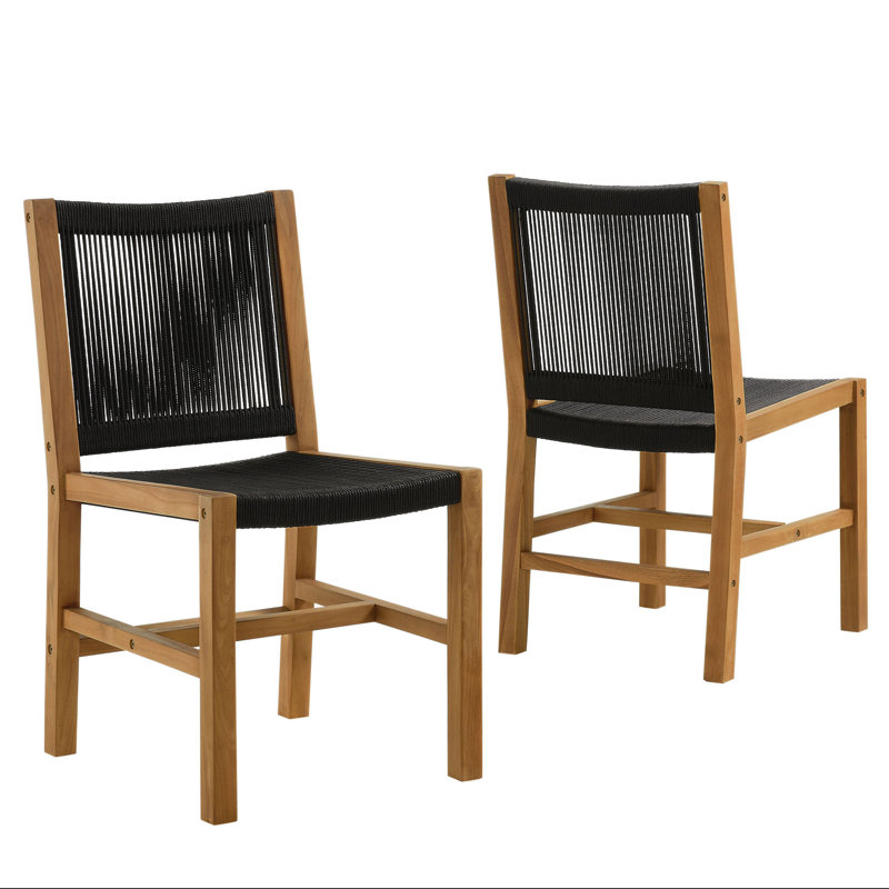 Ensemble de 2 chaises de salle à manger en teck et corde Vienna Vienna, Naturel / naturel