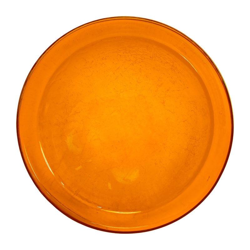 Mandarin Orange Crackle Glass Birdbath with Rail Mount Bracket