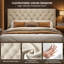 Upholstered Bed Frame with Diamond Button Tufted Headboard-1491723740-1491723743
