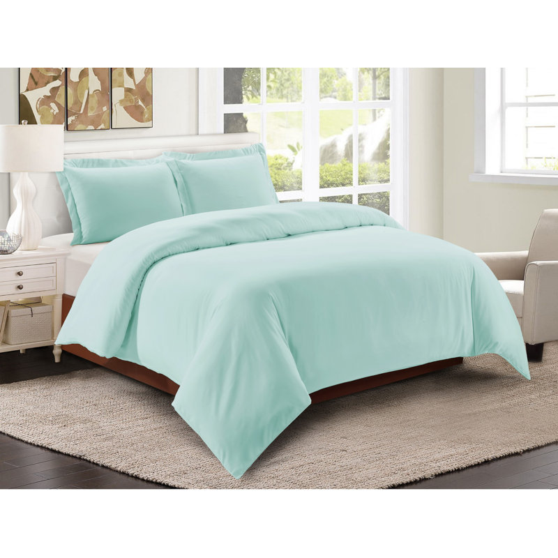Machine Woven Duvet Cover, Aqua, Twin Duvet Cover + 1 Sham