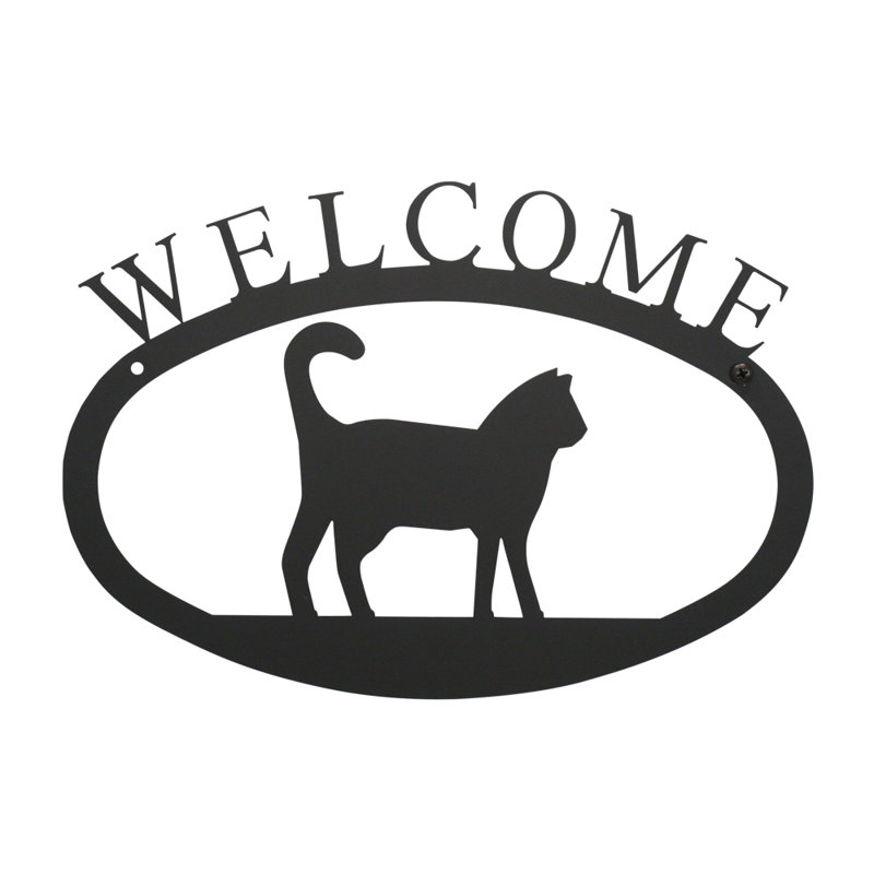 Cat - Welcome Sign  Large, 12.5" H x 17.5" W x 0.05" D