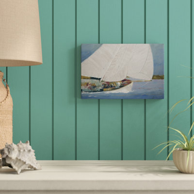 « lake voilier », peinture sur toile tendue
