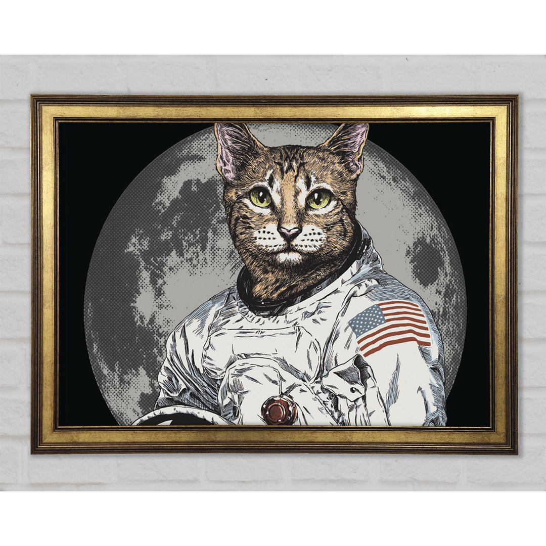 Katze Astronaut Gerahmter Druck