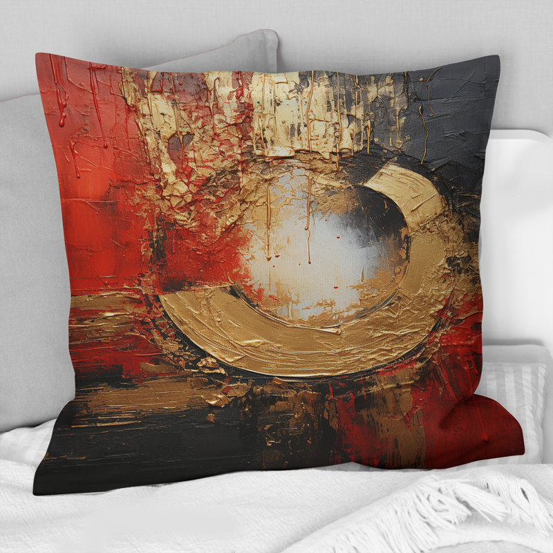 Coussin décoratif Red Gold Fusion Spiral II - Abstract Spirals, 18" x 18"