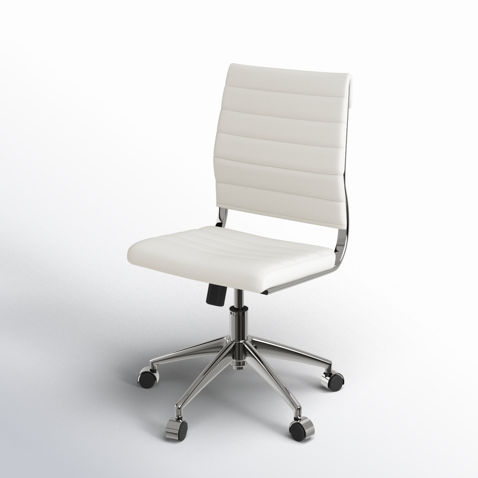 Rossie Swivel Office Chair, White Faux Leather, No