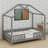 House Bed Frame with Canopy, High Safety Railings, and Floor-Level Design-655020058