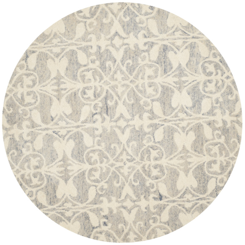Davvid Hand Tufted Wool Geometric Rug, Round 5'