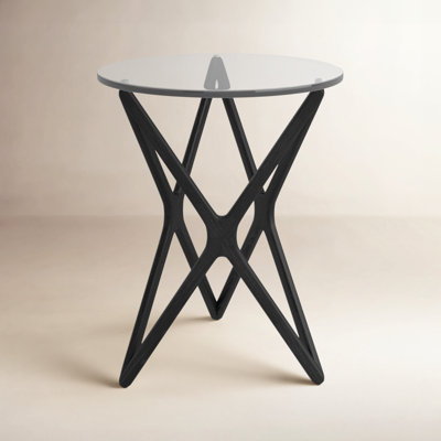 Glass Cross Legs End Table