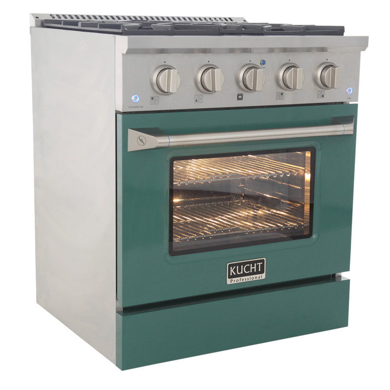 Pro-Style 30 in. 4.2 cu. ft. 4-Burner Freestanding Gas Range with Convection Oven, Green, Liquid Propane