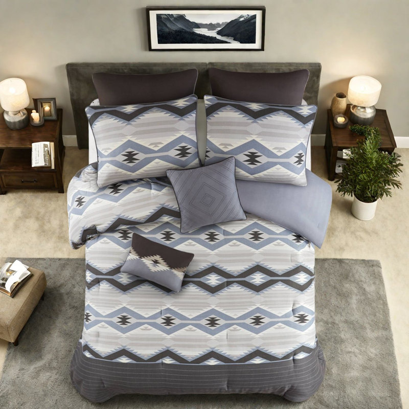 Ensemble de literie pour très grand lit californien, Confort rustique moderne en polyester