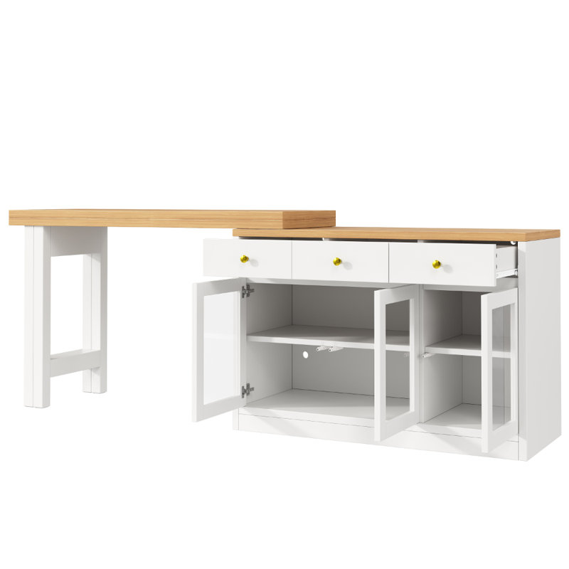 Wood Kitchen Island, White