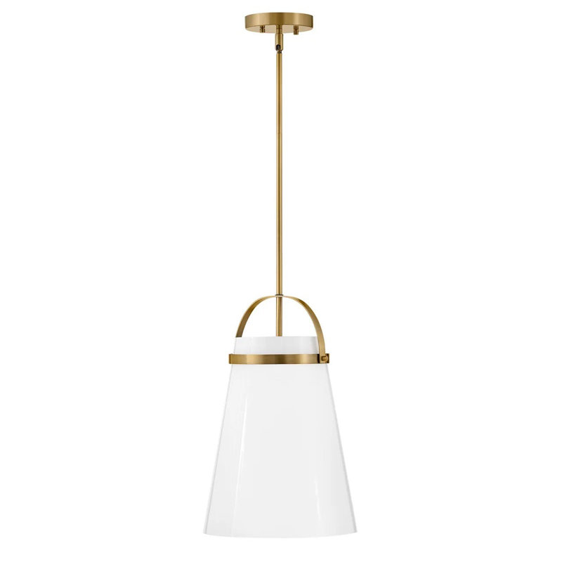 Tori Single Light Farmhouse Pendant with Cased Opal Shade, 19" H x 11.5" W x 11.5" D, Gold
