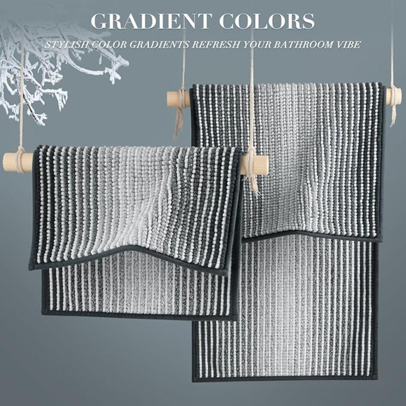Ensembles de tapis et de tapis, 2 pièces en chenille épaisse absorbante, tapis antidérapants doux pour la salle de bain, lavable à la machine