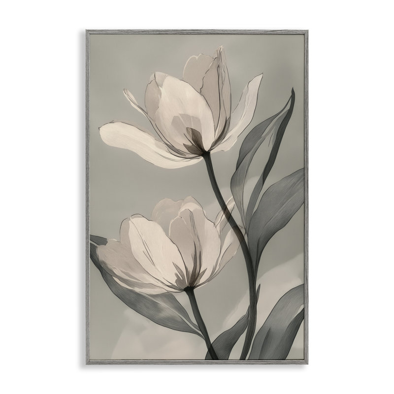 «Magnolias» en herbe encadrée, dessin par Annabelle Hall, Estampe numérique Farmhouse, H 24 po x l 16 po