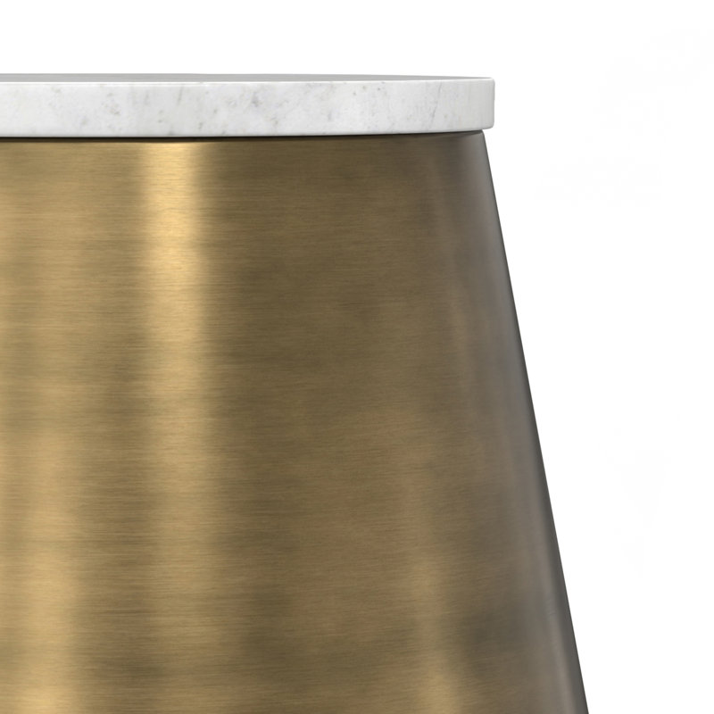 Benning White Marble and Antique Brass Round Side Table