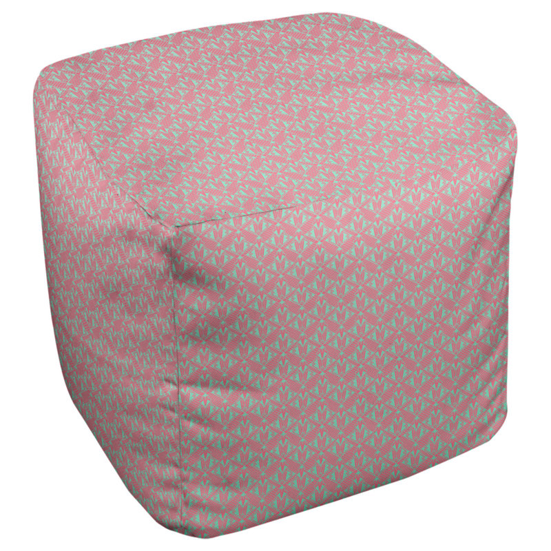 Repose-pieds cubique dégradé art déco Avicia, H 14,5 po x L 87 po x P 13 po, Rose / vert