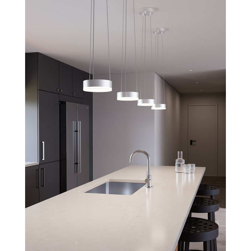 1 - Light Unique / Statement Geometric Pendant, Bright Satin Aluminum