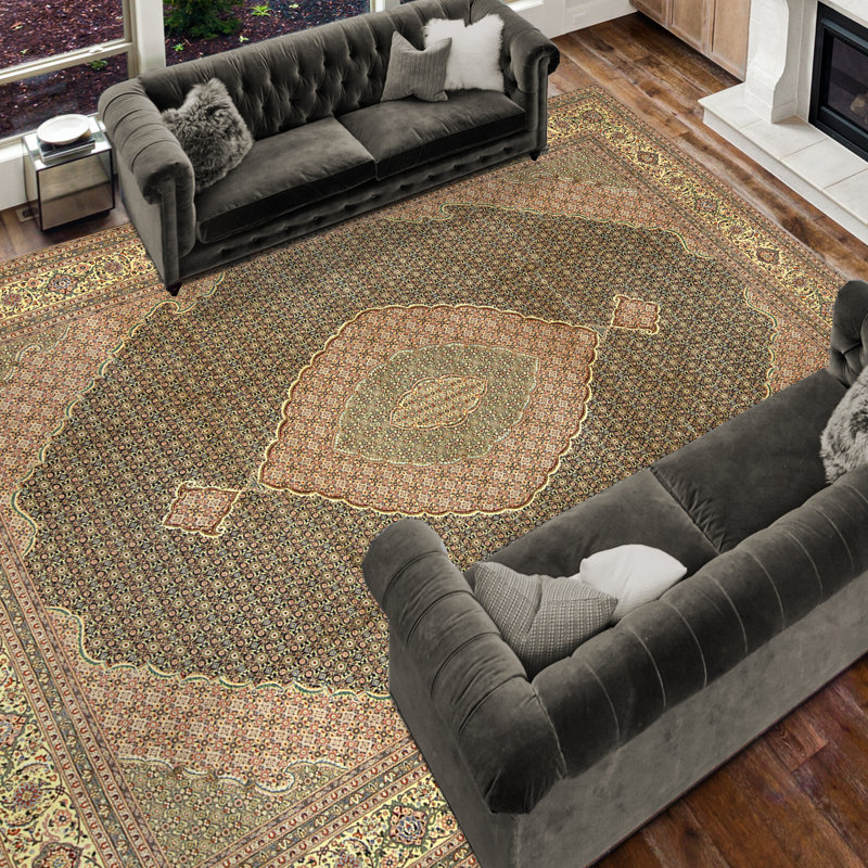 Tapis rectangulaire en laine noué à la main