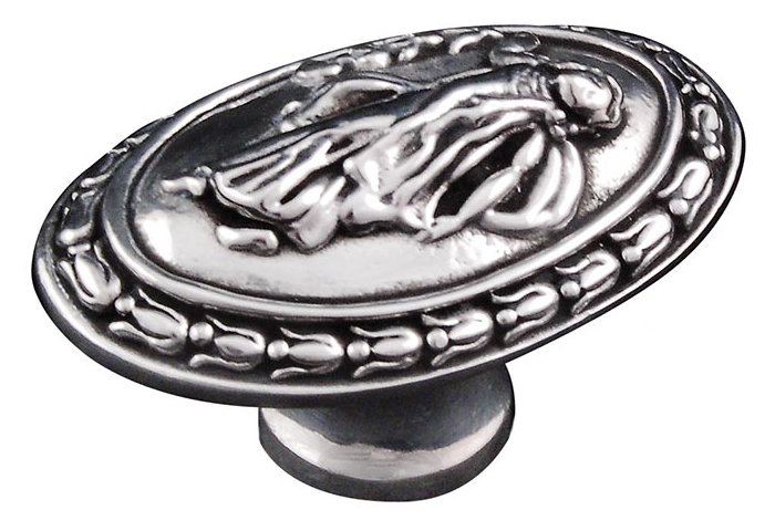 Sforza Oval Knob, Antique Silver