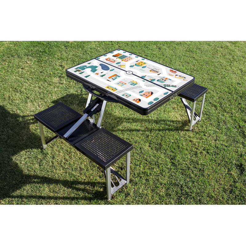 Table de pique-nique pliante avec trou pour parasol Play Town Talarisha, Noir