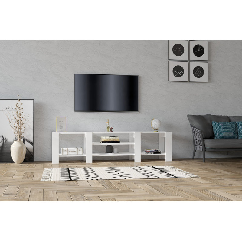 Puqa Design Unfinished TV Stand for TVs up to 70", White