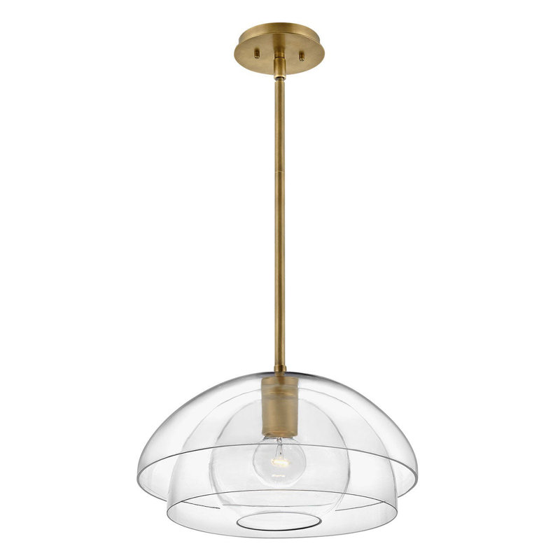 Lotus 41.75" Black Clear Glass Convertible Pendant/Ceiling Light