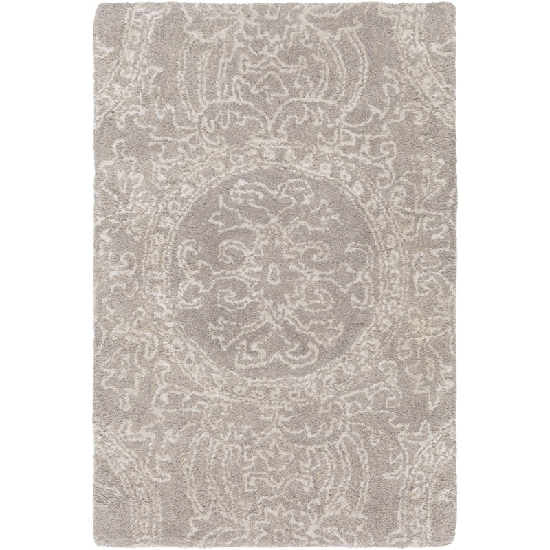 Tapis gris / crème touffeté à la main Alivia, Rectangle 5 pi x 8 pi