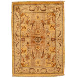 Hand Knotted Wool Area Rug in Beige And Light Green