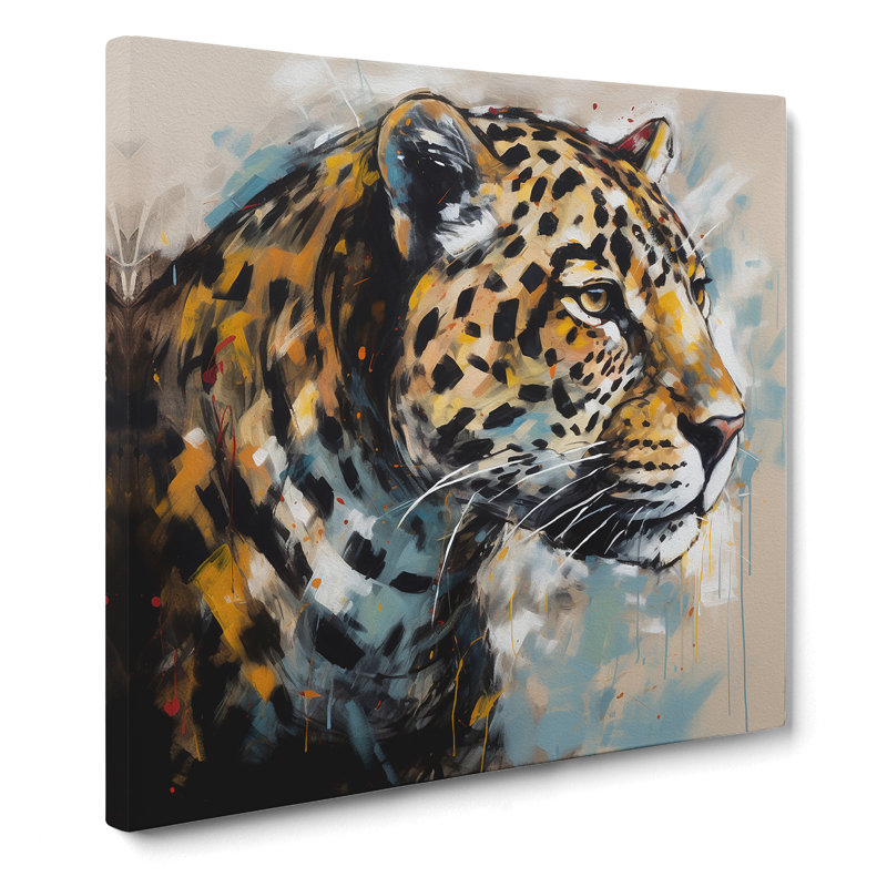 Leopard Gestural Art - Wrapped Canvas, 50cm H x 50cm W x 3cm D