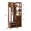 Armoire de séparation 74,8 "H en bois massif minimaliste moderne, console de rangement pour chaussures tout-en-un avec banc à chaussures et crochets à manteau pour le salon