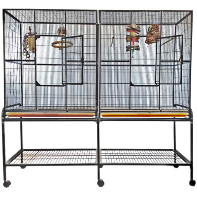 Double Flight Cage with Divider Black - by A&E