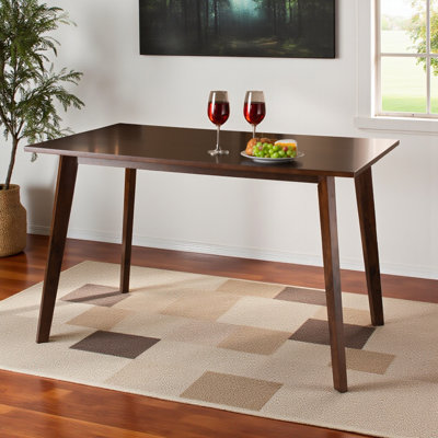 Tomball Transitional Walnut Brown Finish Rectangular Wood Dining Table