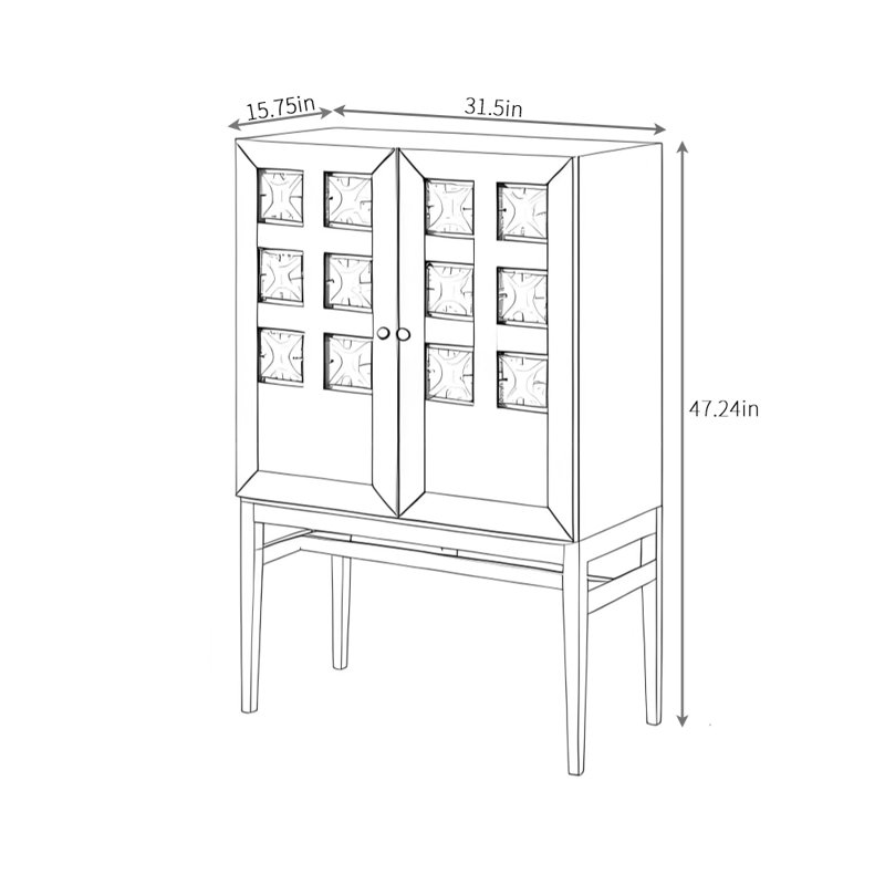 Buffet rétro, H 47,24 po x l 31,5 po x P 15,75 po