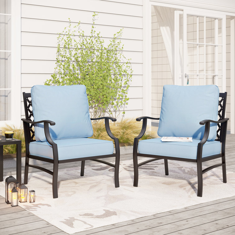 Argirios Metal Patio Chair with Cushions(Set of 2)