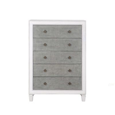 Commode Katia gris rustique et blanc vieilli