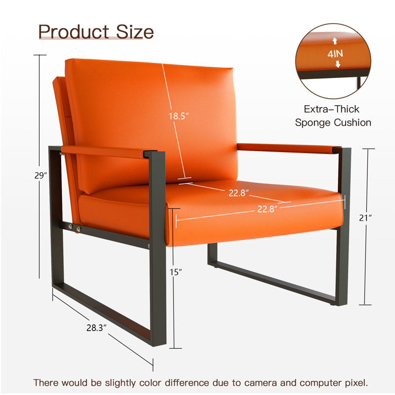 Pagnano Faux Leather Armchair, Bright Orange Faux Leather