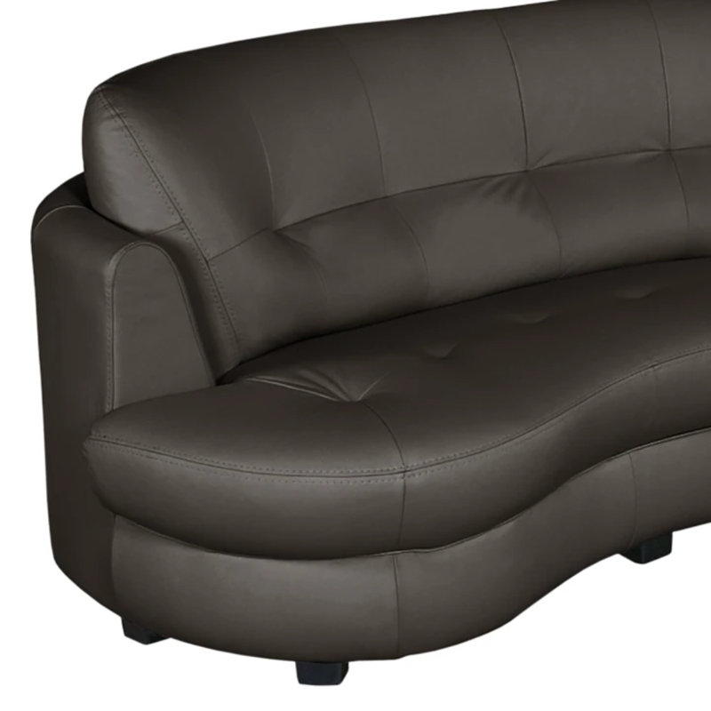Maura Genuine Leather Curved Corner Sofa , Right Hand Facing, Brown