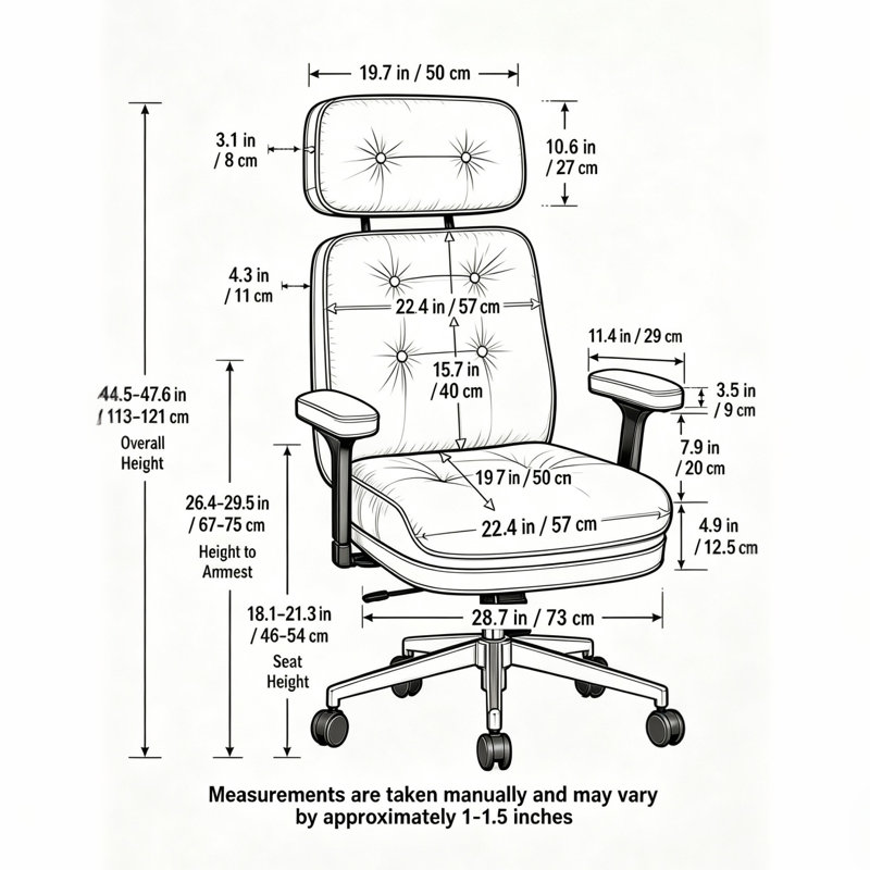Fauteuil de direction haut dossier en cuir véritable, chaise de bureau ergonomique pivotante de style Mid-Century avec appui-tête réglable, roulettes et base en aluminium, brun rétro