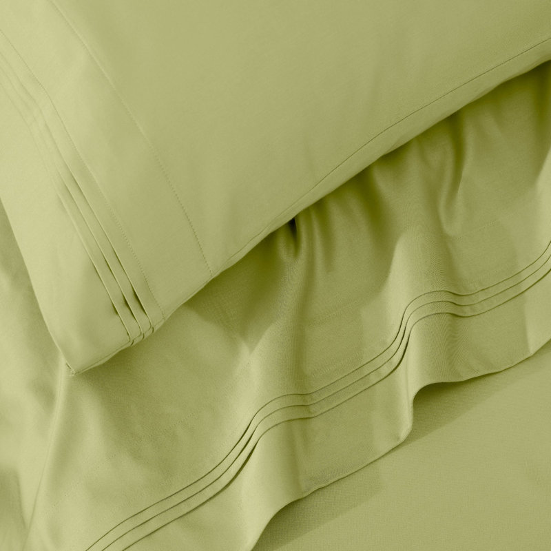 Ensemble de taies d'oreiller de couleur unie en coton égyptien certifié 650 fils Aldin, Très grand lit, Vert olive