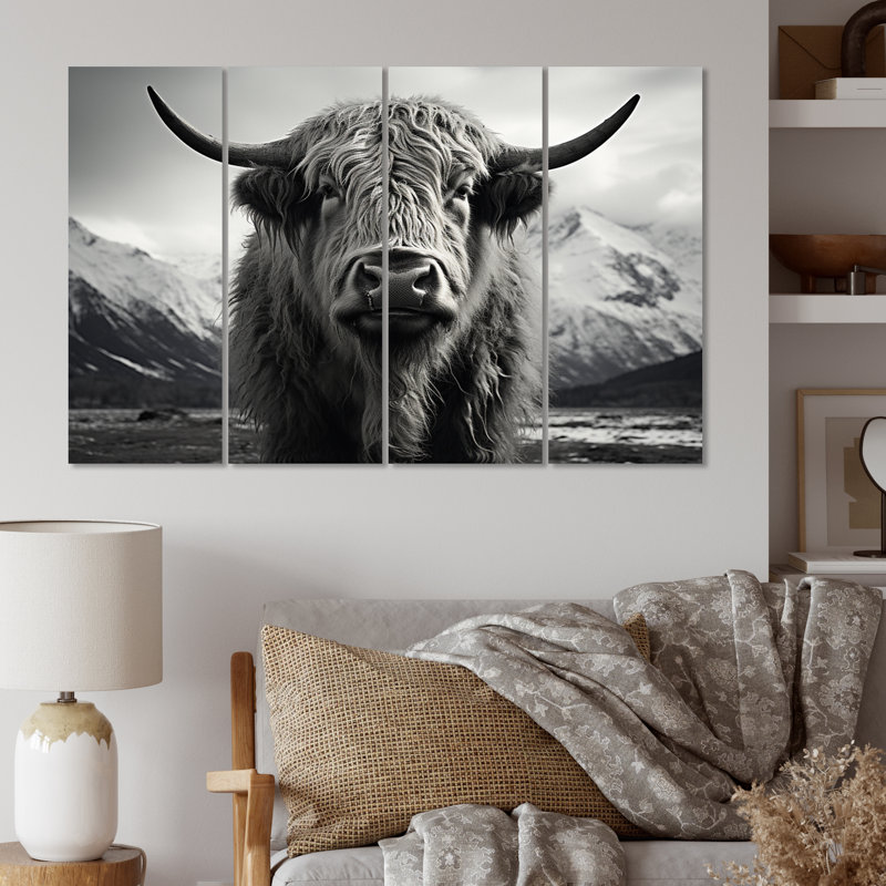 Portrait de yaks noir et blanc IV 4 pièces