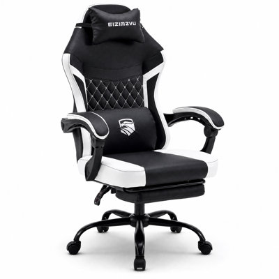 Gaming Chair with Footrest, High Back Computer Chair with Headrest and Lumbar Pillow, Height Adjustable Reclining Game Chair with Padded Armrests, 360° Swivel Rolling Office Chair for Gaming, Work and Study